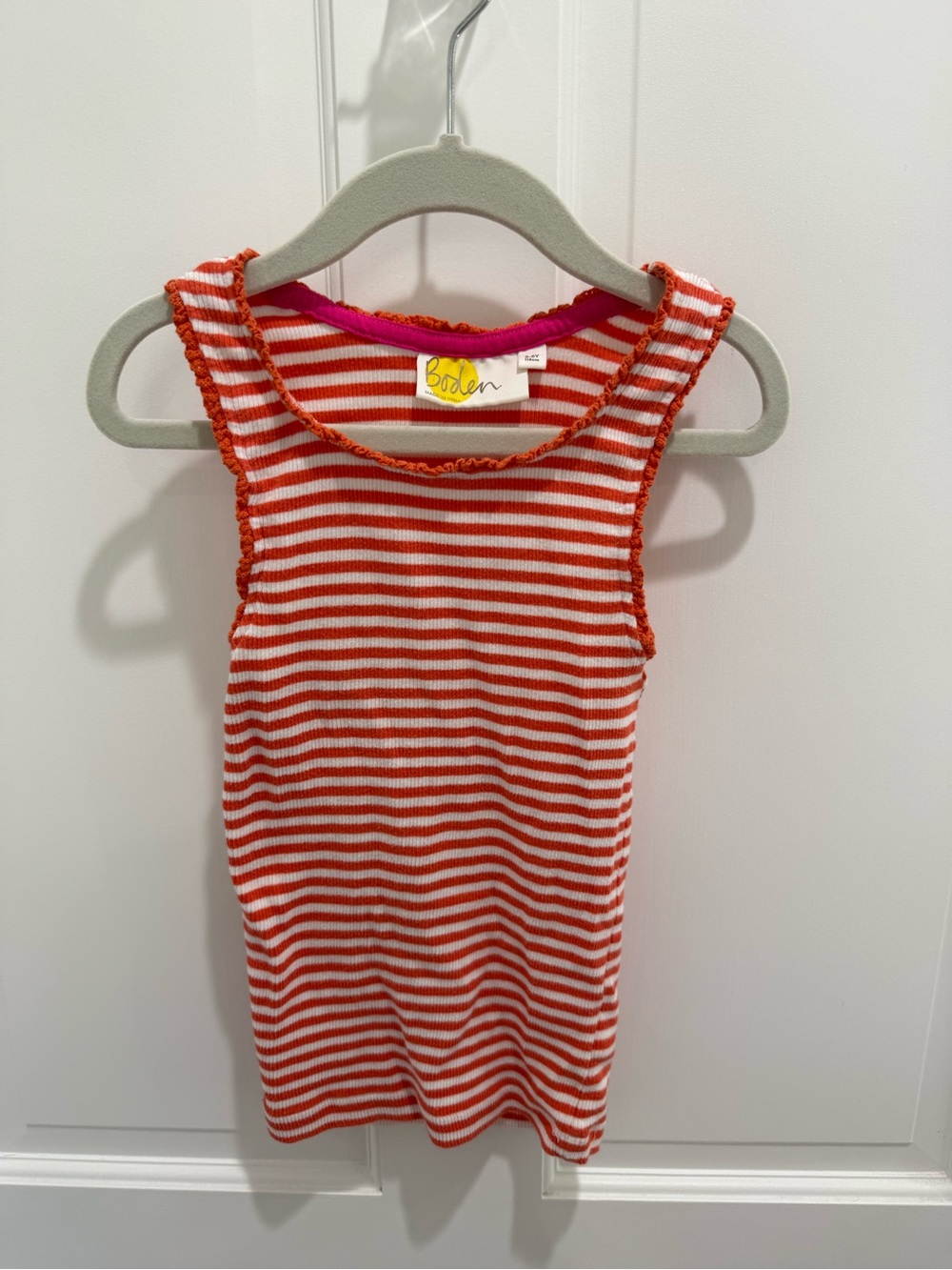 Boden Red & White Striped Tank with Contrast Trim